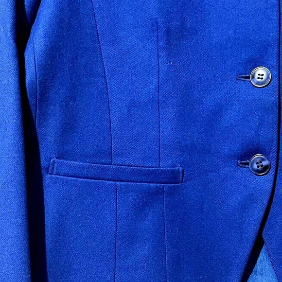 Pendleton Womens Blue Wool Blazer Size 8 V Neck 2 Button - Picture 2 of 6